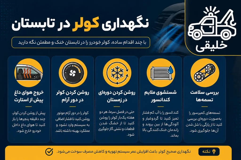 نگهداری کولر در تابستان (پیشگیری از مشکل کولر ماشین سرد نمی کند)